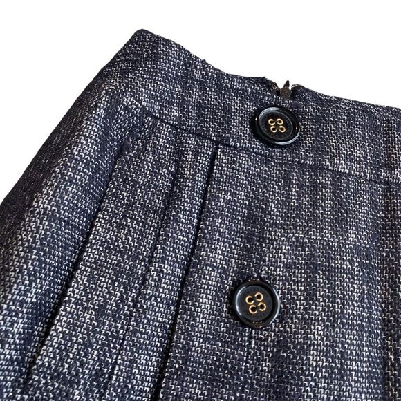BCBG Tweed Wool Botton Front Skirt Size 0 Blue and White Lined - Picture 5 of 7